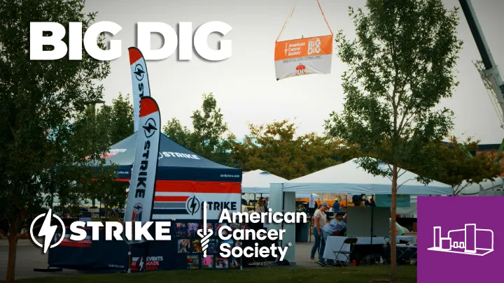 american cancer society big dig with branded outdoor event displays